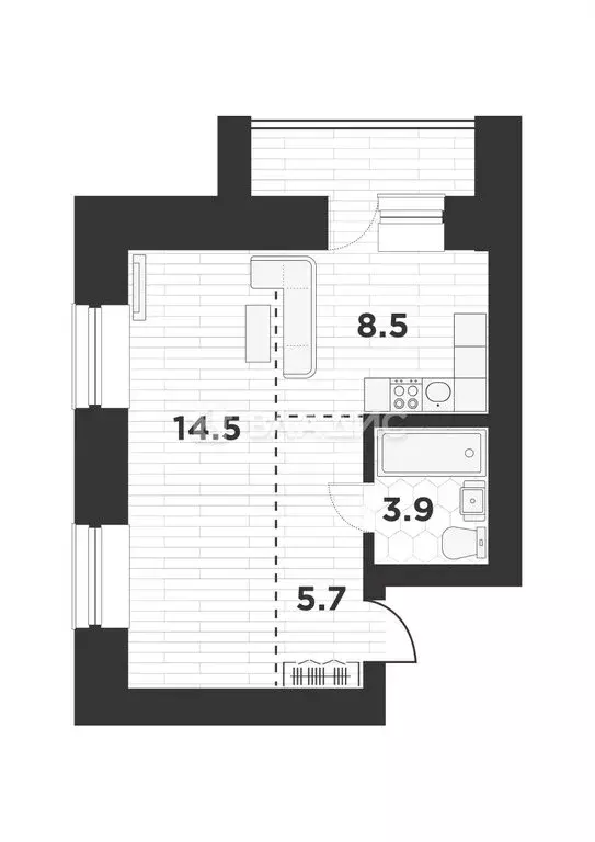 1-комнатная квартира: Благовещенск, Высокая улица, 130 (39.6 м) - Фото 0