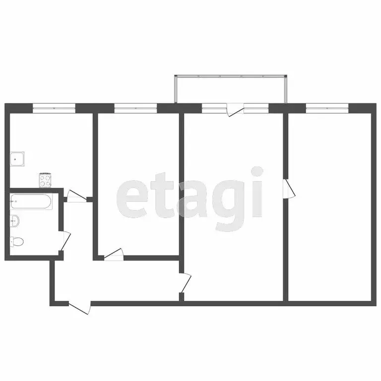 3-комнатная квартира: Тюмень, улица Республики, 182 (58 м) - Фото 1