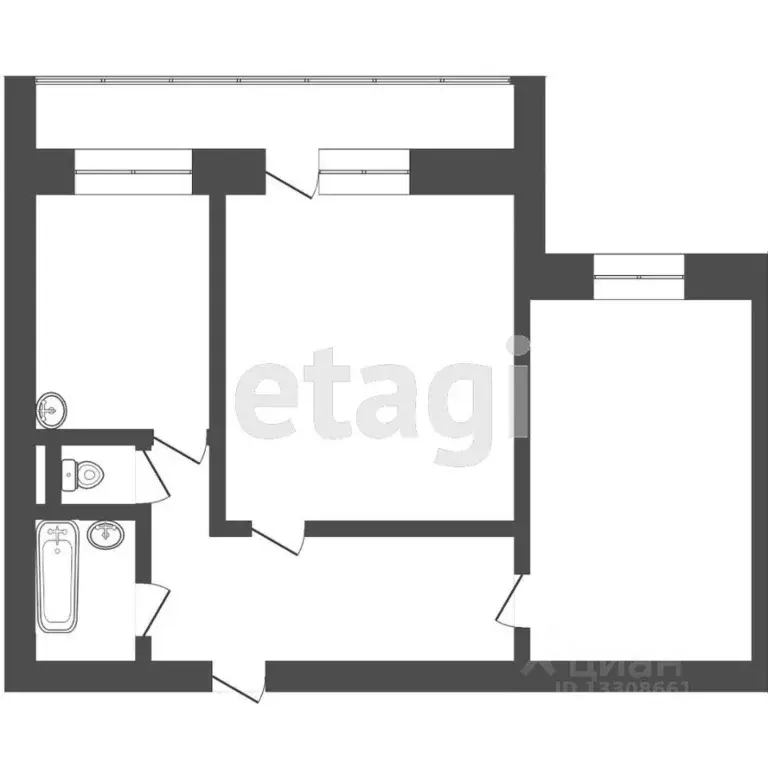 2-к кв. Томская область, Северск Коммунистический просп., 161 (45.6 м) - Фото 1