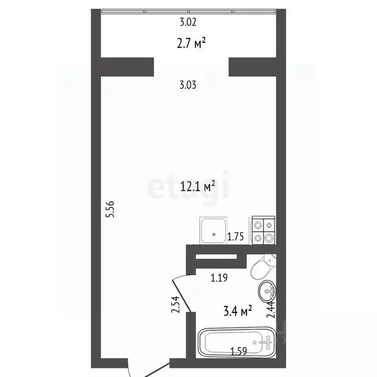Студия Тюменская область, Тюмень Интернациональная ул., 199к4 (15.7 м) - Фото 1