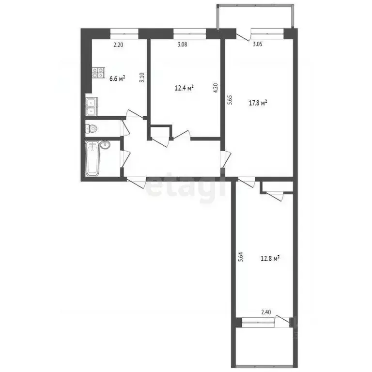 3-к кв. Омская область, Омск ул. Вострецова, 4 (63.0 м) - Фото 0