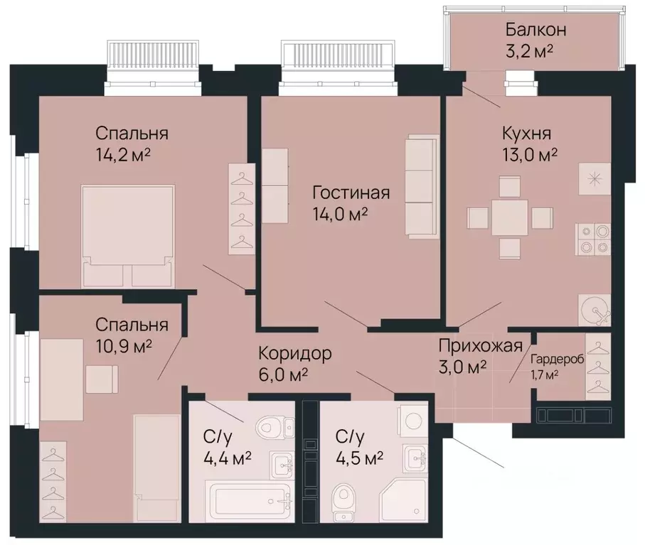 3-к кв. Нижегородская область, Нижний Новгород Резиденция жилой ... - Фото 1