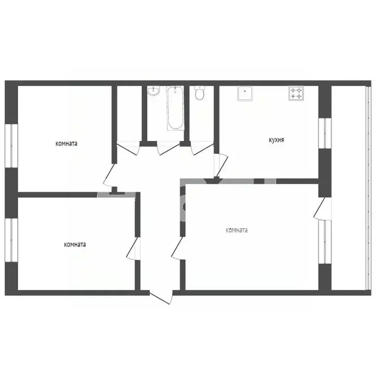 3-к кв. Курганская область, Курган Северный жилрайон, ул. Зеленая, 6 ... - Фото 2