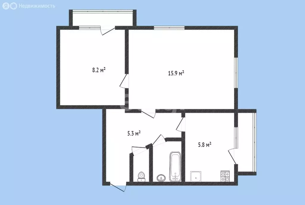 2-комнатная квартира: Черкесск, Красноармейская улица, 63 (46 м) - Фото 1