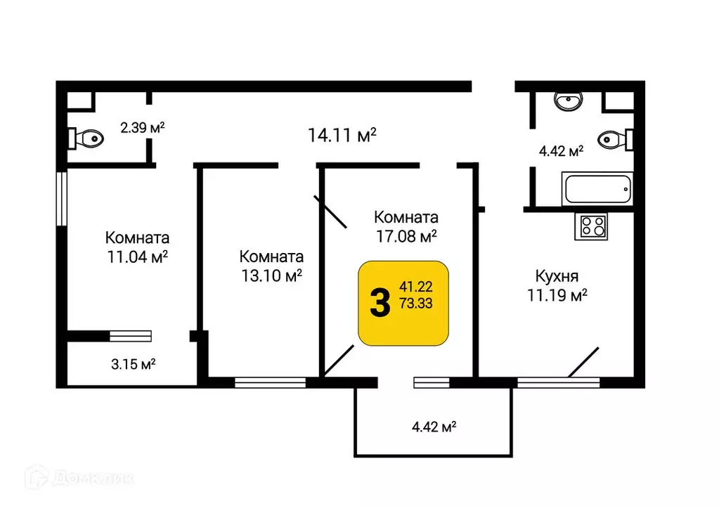 Продаётся 3-к квартира, 75.91 м - Фото 0