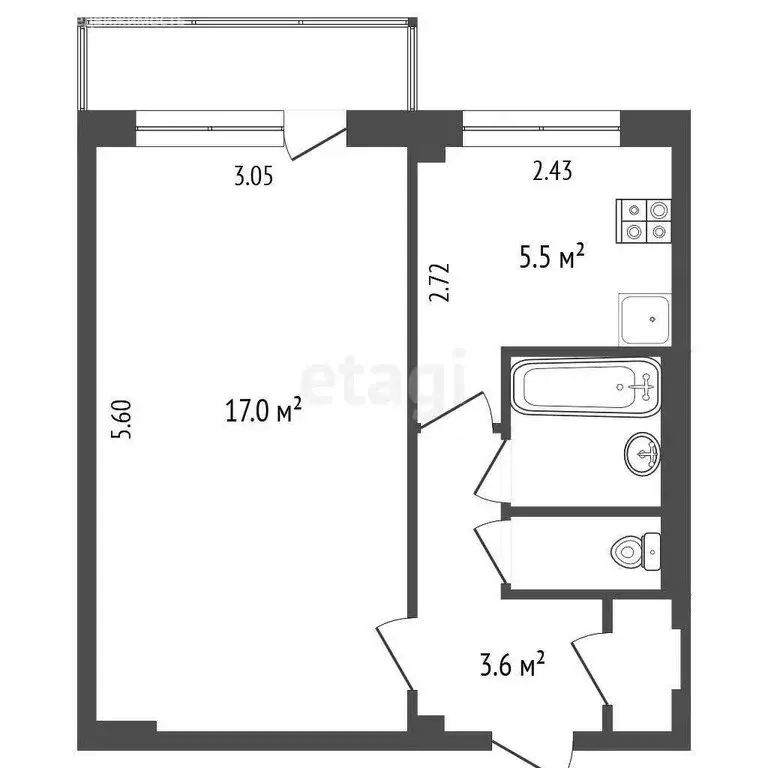 1-комнатная квартира: Астрахань, Красноармейская улица, 33 (30 м) - Фото 1