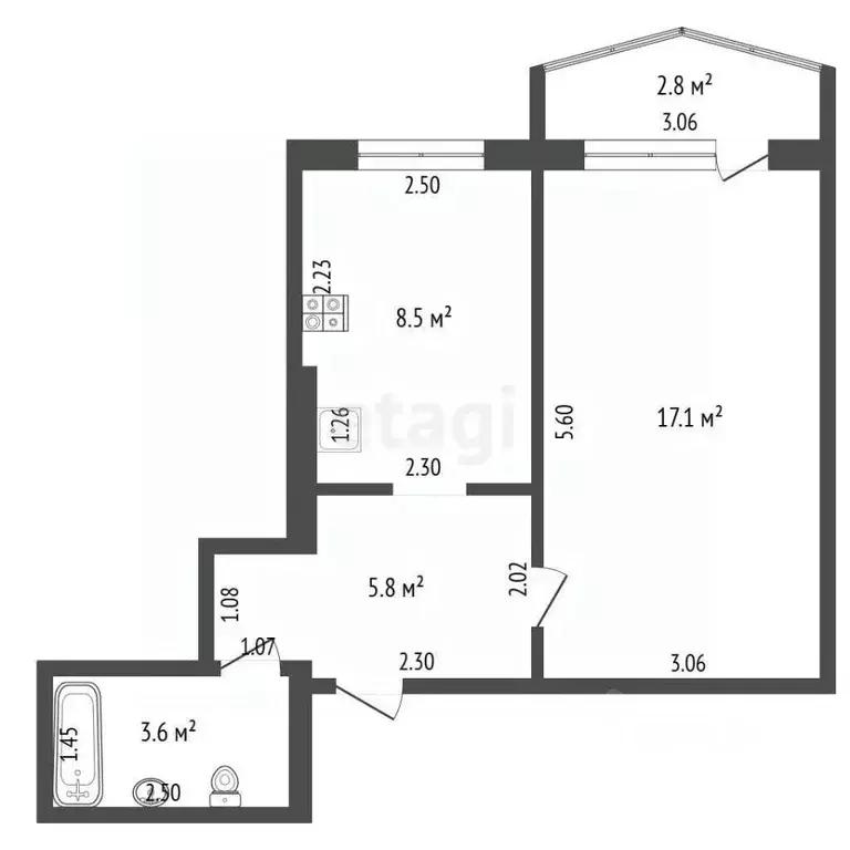 1-к кв. Саха (Якутия), Якутск ул. Дзержинского, 7/1 (35.0 м) - Фото 2