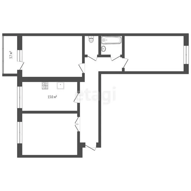 3-комнатная квартира: Тамбов, Селезнёвская улица, 2Бк3 (85 м) - Фото 0