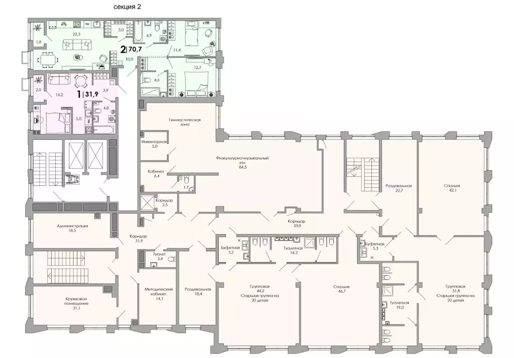 2-к кв. Владимирская область, Владимир Уно жилой комплекс (70.7 м) - Фото 2