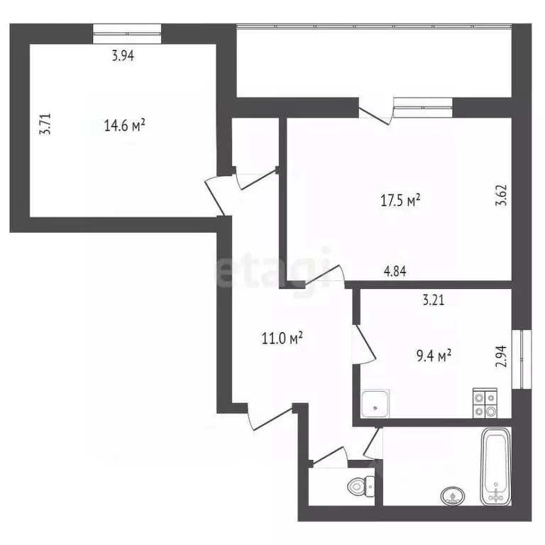 2-к кв. Вологодская область, Вологда Профсоюзная ул., 23 (59.6 м) - Фото 1