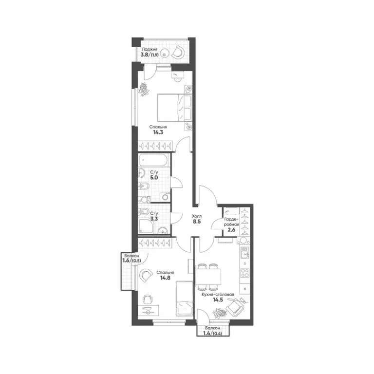 2-к кв. Новосибирская область, Кольцово рп Счастье в Кольцово жилой ... - Фото 1