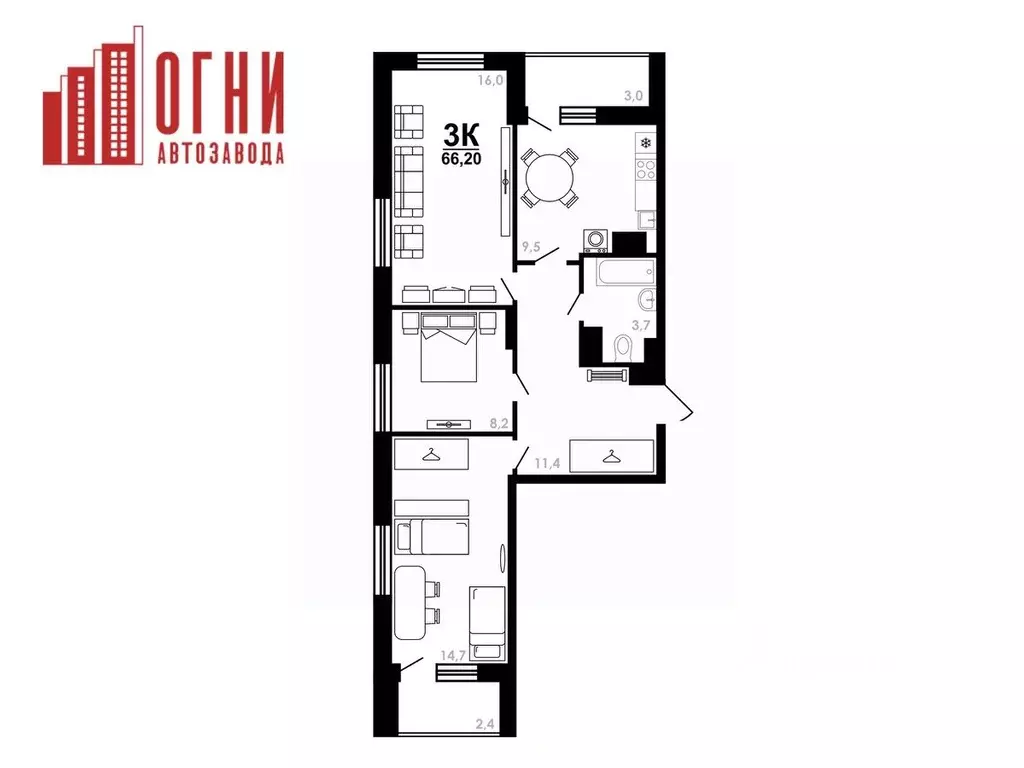 3-к кв. Нижегородская область, Нижний Новгород Коломенская ул., 8к4 ... - Фото 1