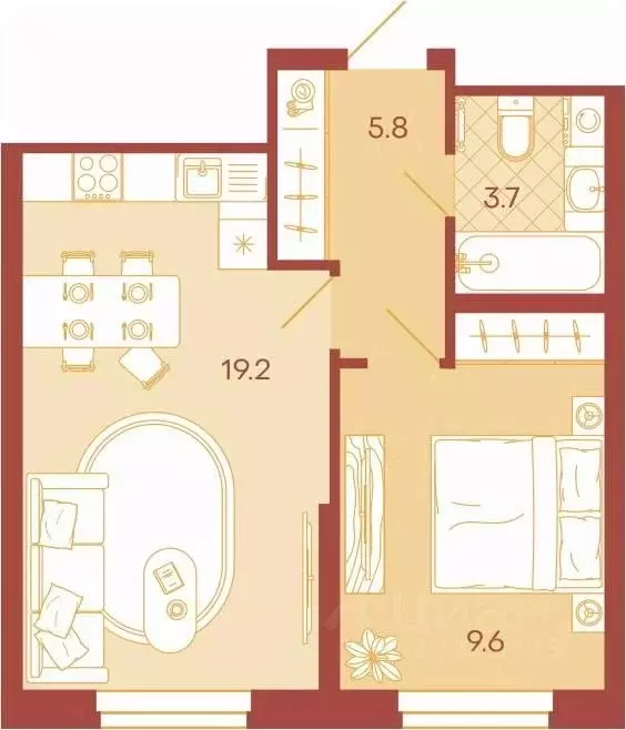 2-к кв. пензенская область, пенза ул. минская, 25 (43.7 м) - Фото 0