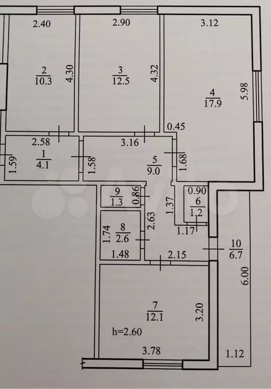 3-к. квартира, 71 м, 1/9 эт. - Фото 0