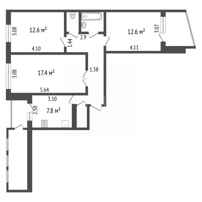 3-к кв. Московская область, Коломна Пионерская ул., 25 (70.0 м) - Фото 1