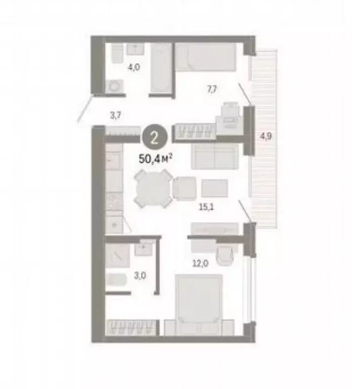 Продаётся 2-к квартира, 50.4 м - Фото 0