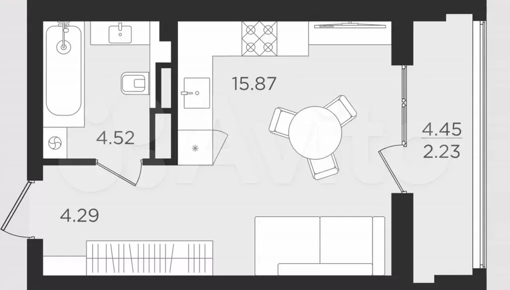 Квартира-студия, 26,9 м, 7/9 эт. - Фото 1