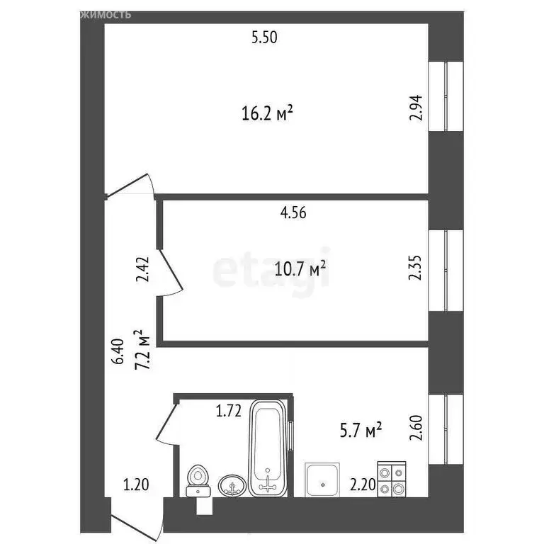 2-комнатная квартира: Ижевск, Кирзаводская улица, 15 (43 м) - Фото 0