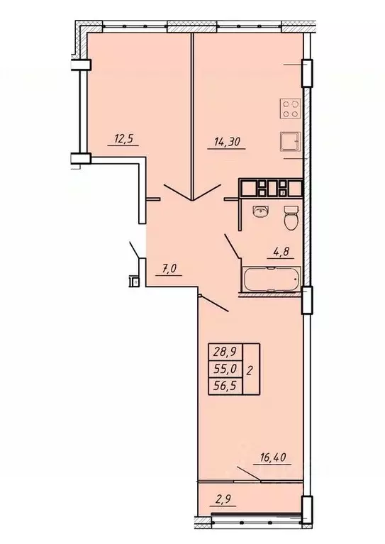 2-к кв. Ивановская область, Иваново Видный мкр,  (56.5 м) - Фото 0