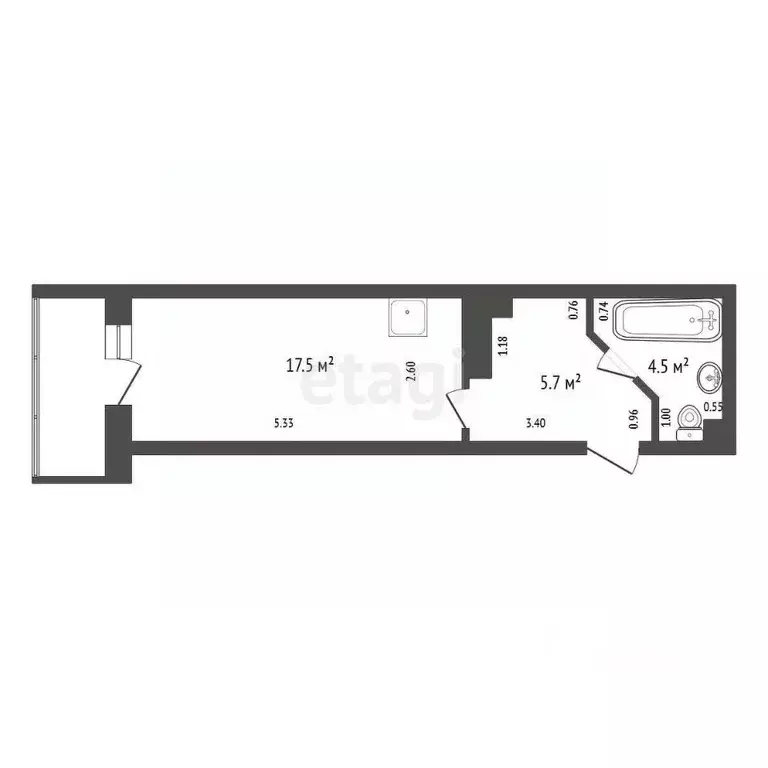 1-к кв. Красноярский край, Красноярск Караульная ул., 39Б (28.0 м) - Фото 2