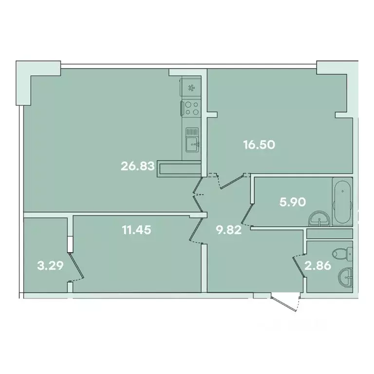 2-к кв. Иркутская область, Иркутск ул. Петрова, 16 (76.64 м) - Фото 0