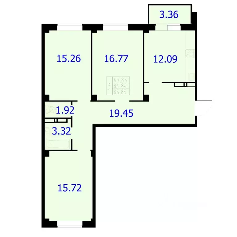 3-к кв. Красноярский край, Красноярск Северное ш., 50А (85.54 м) - Фото 0