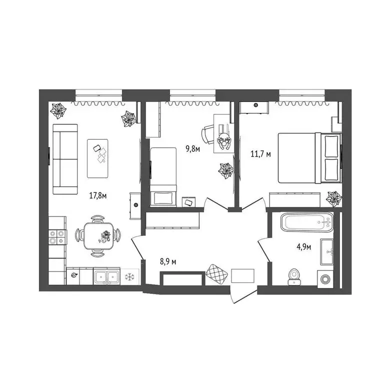 1-комнатная квартира: Тюмень, Новгородская улица, 22 (53 м) - Фото 1