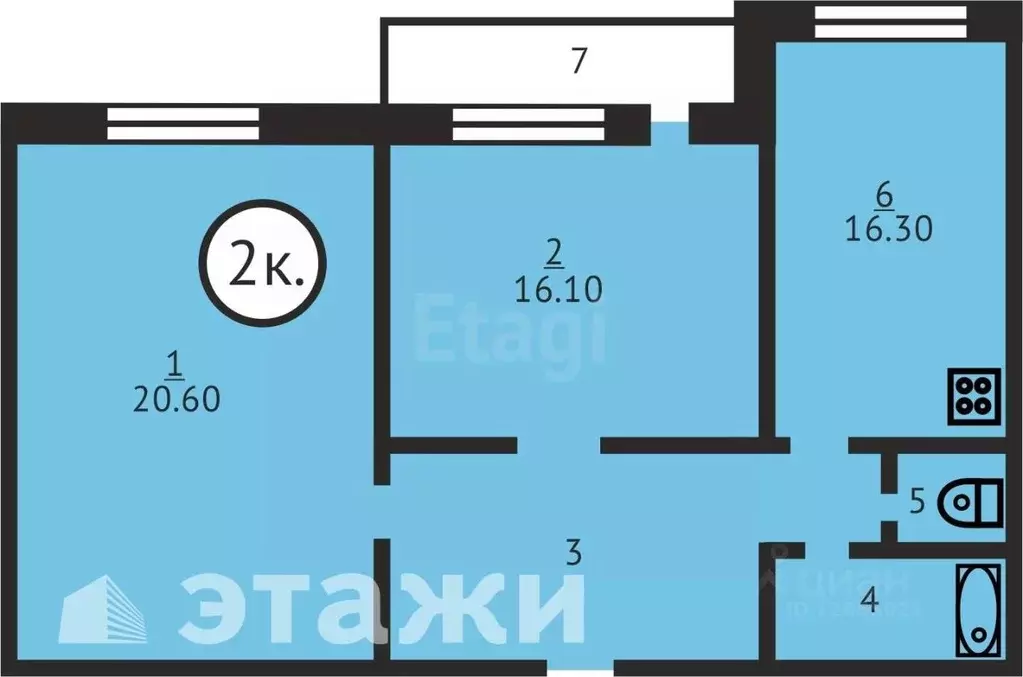 2-к кв. Костромская область, Кострома проезд 1-й Сосновый, 25 (46.0 м) - Фото 1