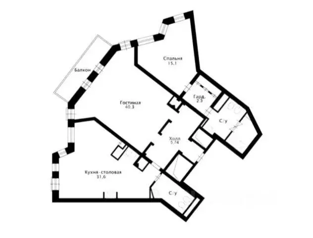Квартира, 2 комнаты, 123 м - Фото 1