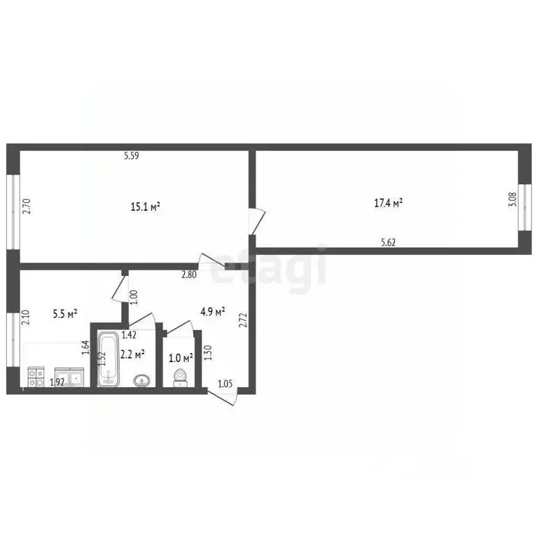 2-к кв. Крым, Раздольное пгт ш. Евпаторийское, 14 (42.4 м) - Фото 2