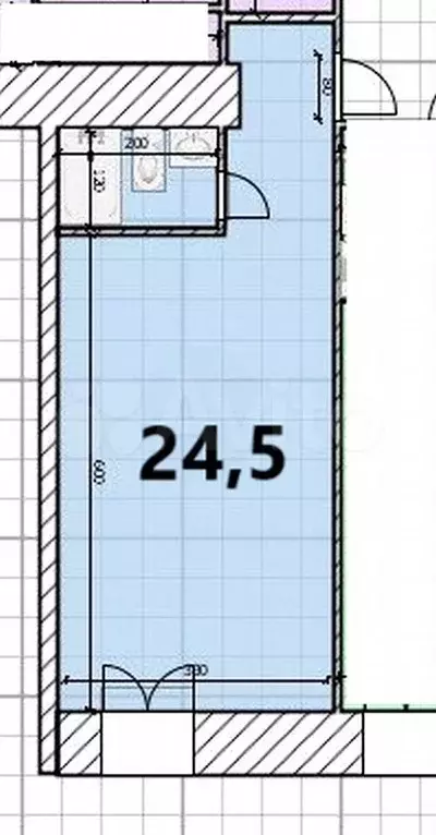 Квартира-студия, 24,5 м, 1/6 эт. - Фото 0