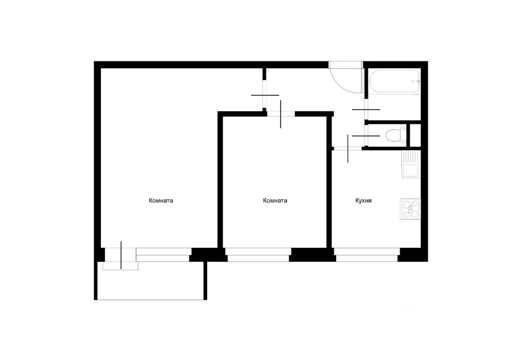 2-к кв. курская область, курск ул. 1-я пушкарная, 45 (45.0 м) - Фото 1