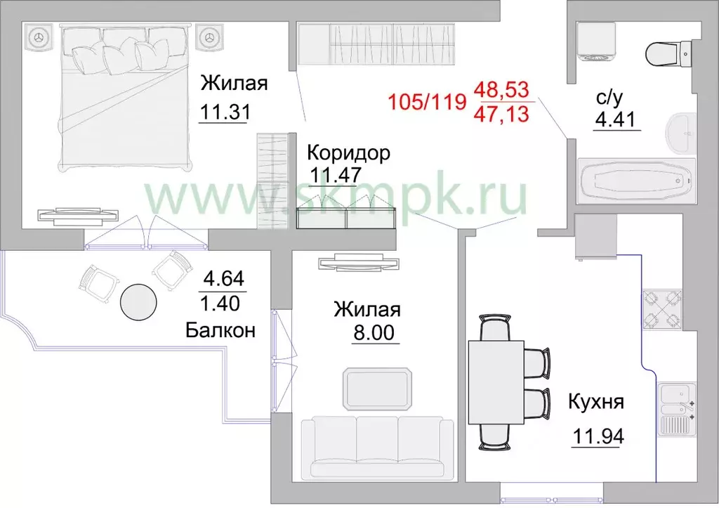 2-к кв. Калининградская область, Пионерский Портовая ул., 5 (52.7 м) - Фото 0