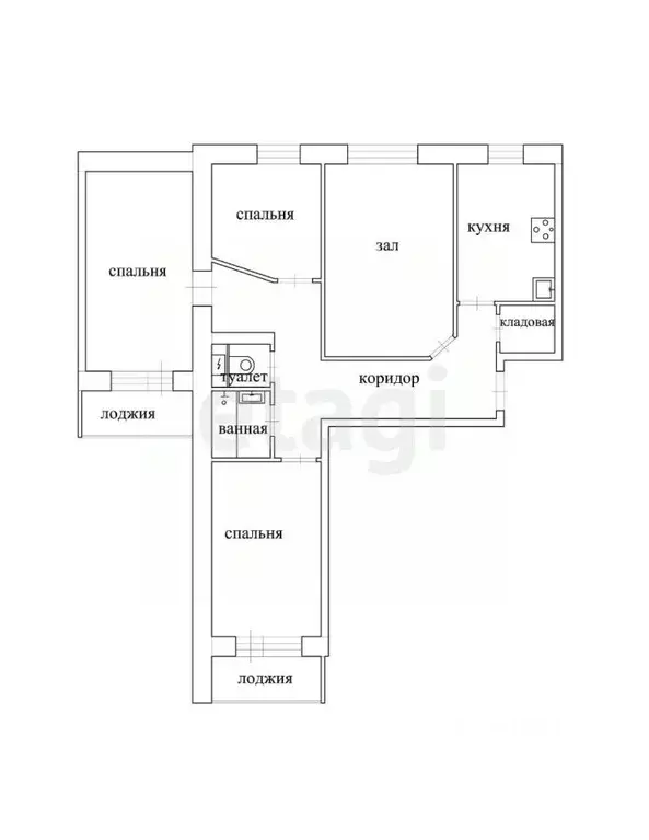 4-к кв. Тульская область, Тула Пролетарская ул., 26 (80.1 м) - Фото 1