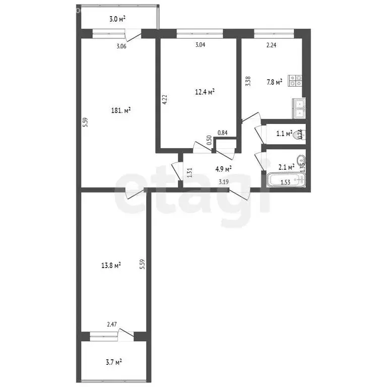 3-комнатная квартира: Самара, Московское шоссе, 131 (59.1 м) - Фото 1