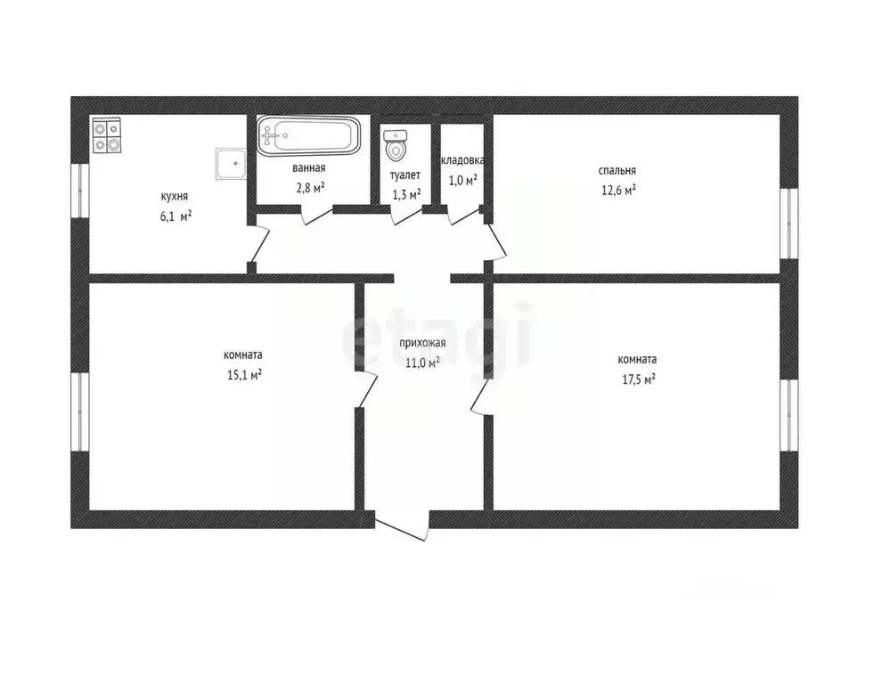 3-к кв. Башкортостан, Салават ул. Чапаева, 24 (67.4 м) - Фото 2