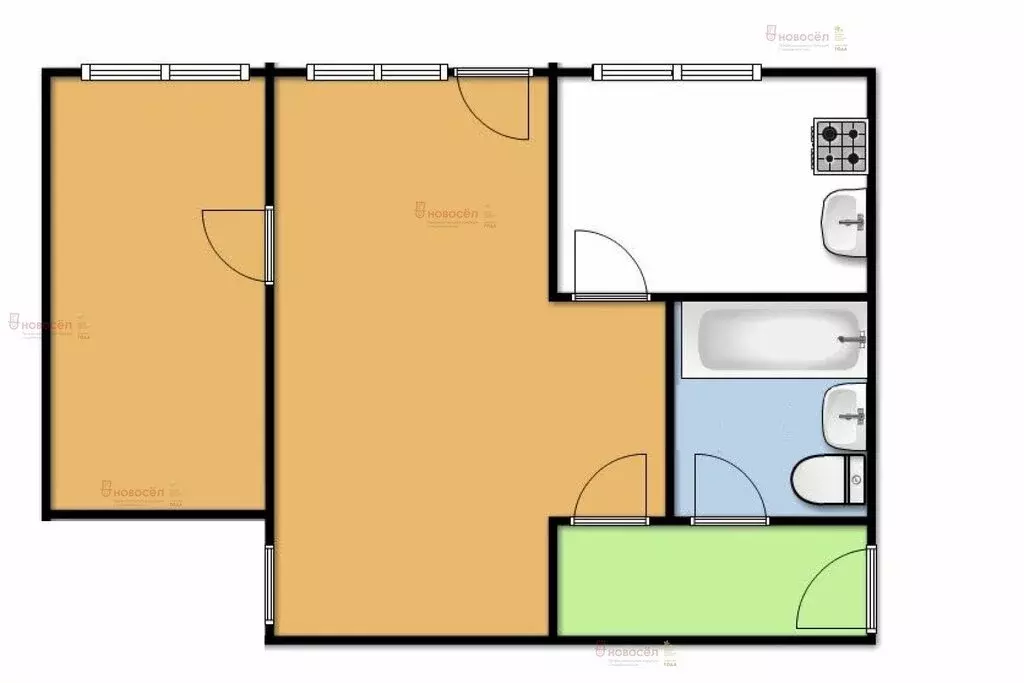 2-комнатная квартира: Асбест, улица Некрасова, 54 (39 м) - Фото 1