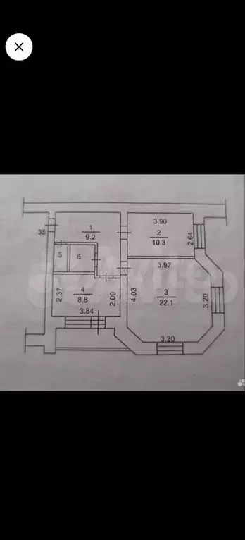 2-к. квартира, 54,4 м, 4/5 эт. - Фото 0