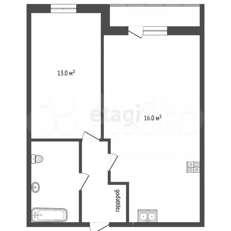 1-к. квартира, 39 м, 5/10 эт. - Фото 0