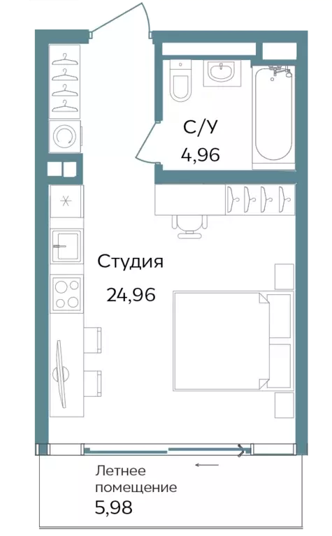 квартира-студия, 35.9 м - Фото 0