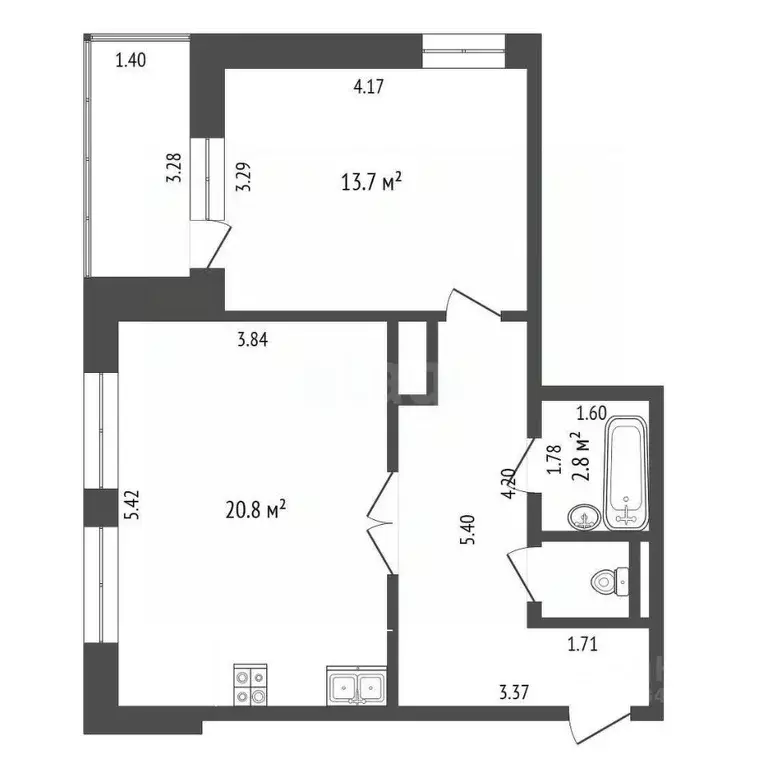 1-к кв. Тюменская область, Тюмень ул. Бориса Житкова, 2к2 (49.0 м) - Фото 0