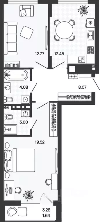 2-к кв. Калининградская область, Гурьевский муниципальный округ, пос. ... - Фото 1