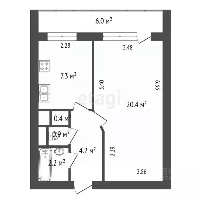 1-к кв. Санкт-Петербург просп. Маршала Блюхера, 47 (35.4 м) - Фото 1