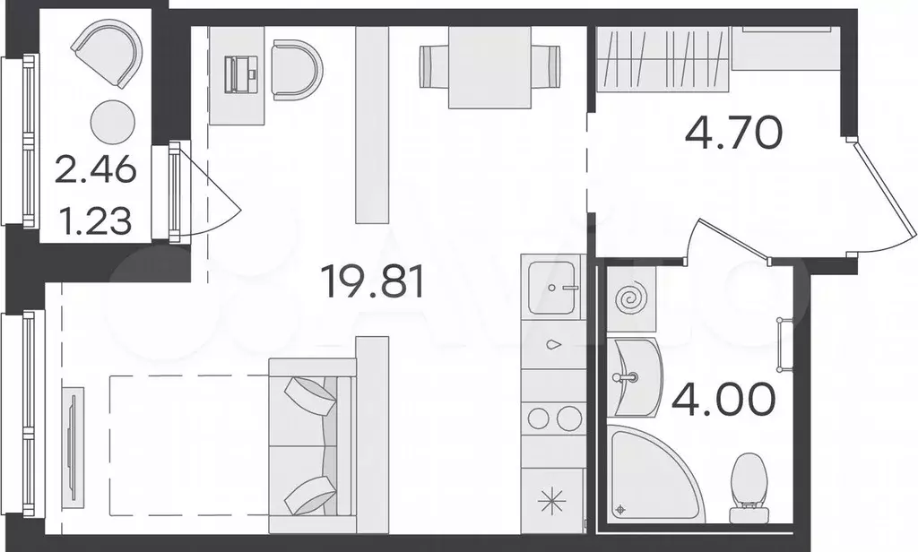 Квартира-студия, 29,7 м, 14/15 эт. - Фото 0