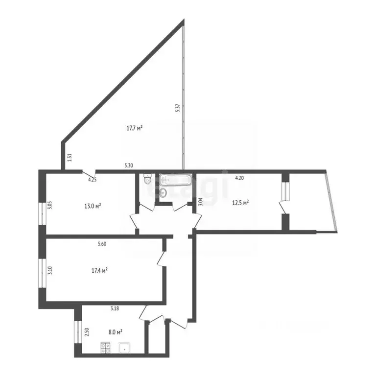 3-к кв. Тюменская область, Тюмень ул. 50 лет Октября, 84 (65.7 м) - Фото 2