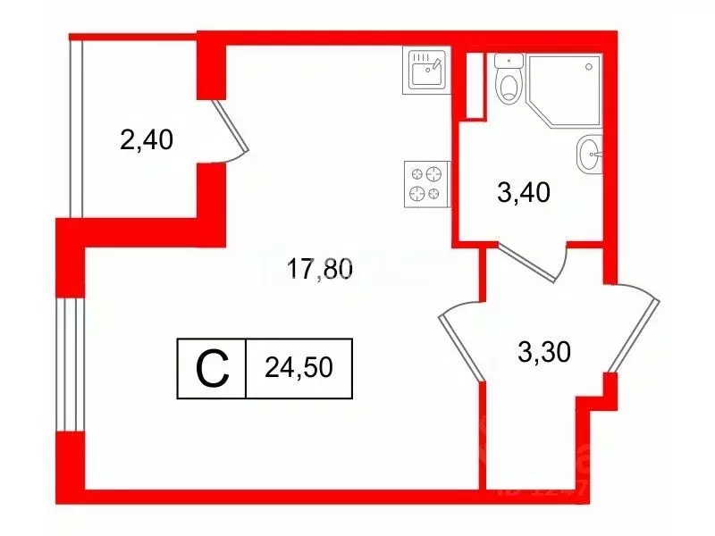 Студия Санкт-Петербург Пулковское ш., 109к3 (24.5 м) - Фото 2