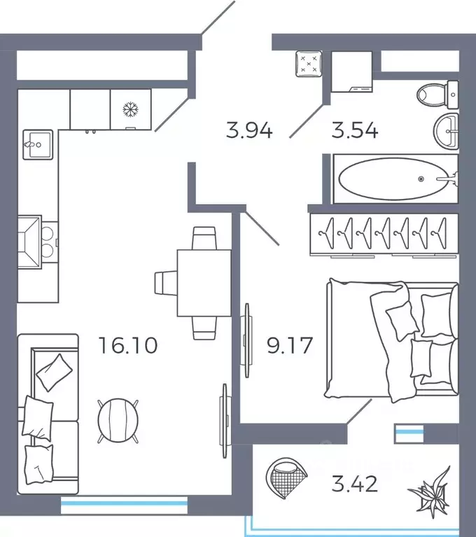 1-к кв. Самарская область, Волжский район, Лопатино с/пос, пос. ... - Фото 1