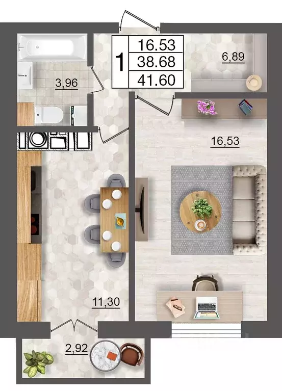 1-к кв. Смоленская область, Смоленск Максимум жилой комплекс (41.6 м) - Фото 1