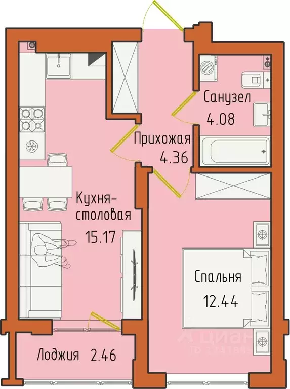 1-к кв. Калининградская область, Светлогорск пос. Отрадное,  (38.51 м) - Фото 0