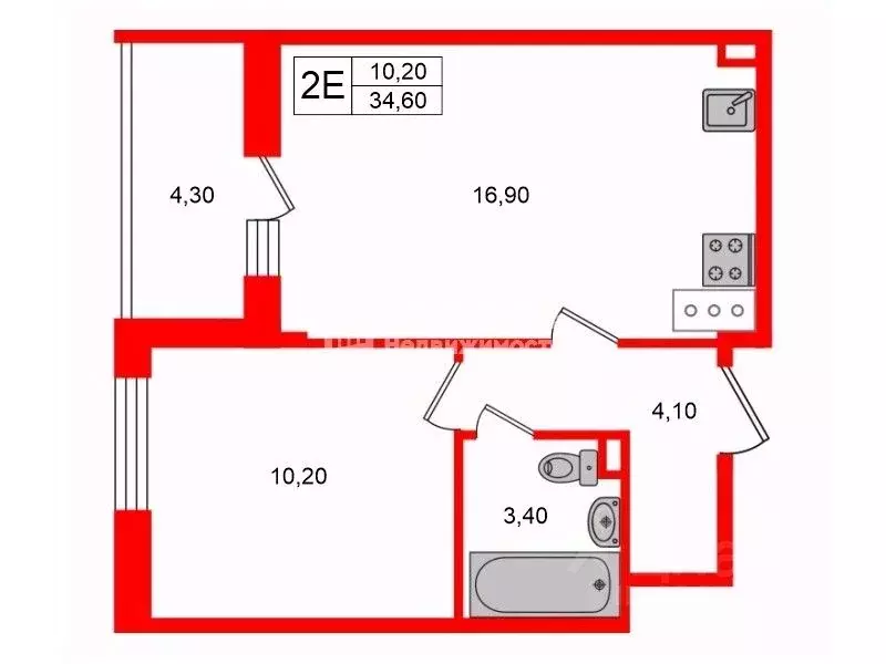 1-к кв. Санкт-Петербург просп. Ветеранов, 185к3 (34.6 м) - Фото 2